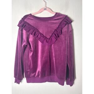 Tea Eggplant Purple Long Sleeve Ruffle Shirt Sz 7